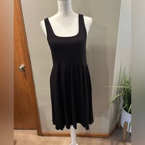 A New Day Black Fit & Flare Tank Dress soft Stretch Casual Mini summer travel M
